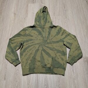 LCKR Tie Dye Hoodie Mens Large‎ Olive Green Fleece Pullover Sweatshirt Cozy Warm